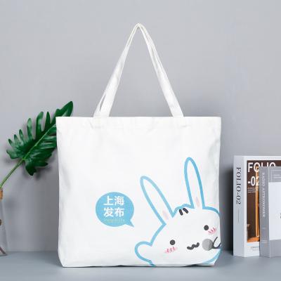 China Eco-Friendly Reusable Custom Extra Large Size Canvas Cotton Advertising Tote Bag Rabbit Print Cute Shopping Bag for sale