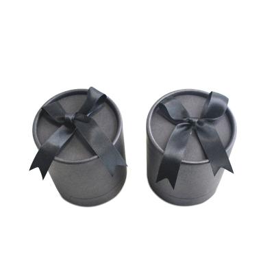 China Biodegradable black paper tube packaging round box with ribbon for sale