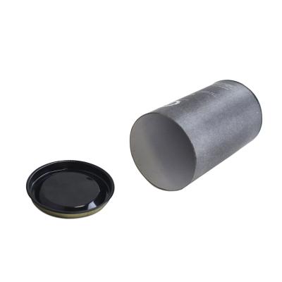 China Modern black custom cardboard paper tube with metal lid for nutrition powder for sale