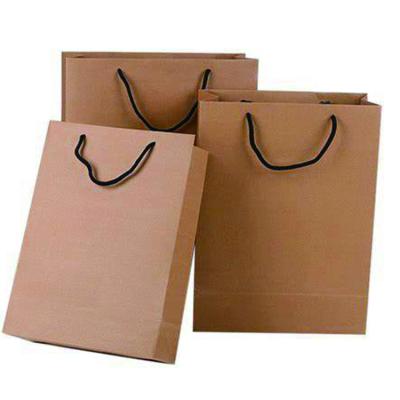 China Cotton Rope Handle Customised Kraft Paper Gift Bags With Your Own Logo for sale