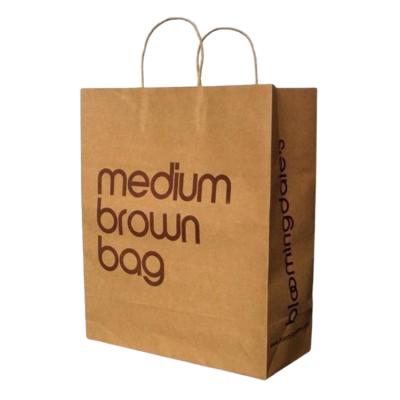 China Wholesale Custom Print Brown Kraft Paper Gift Bag With Logo Screen Printing for sale