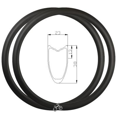 China Road Bikes High Performance 700c Road Bike Rim Brakes Wheel Rim 23mm Width X 38mm Depth Tubular Carbon for sale