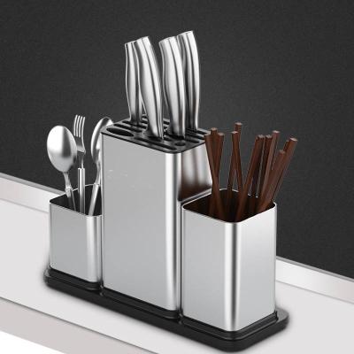 China Sustainable Kitchen Utensil Stainless Steel Holder Knife Fork Chopper Storage For Countertop for sale