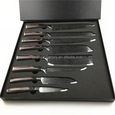 China Viable Wholesale Kitchen Knife Sets 8 Pieces 3.5-8 Inch Chef Knives High Carbon Stainless Steel With Pakkawood Handle Cooking Knife for sale