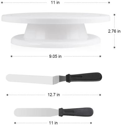 China Amazon Sustainable Hot Selling Cake Decorating Kit With Turntable Stand Icing Piping Tips Pastry Bags Icing Spatula Smoother for sale