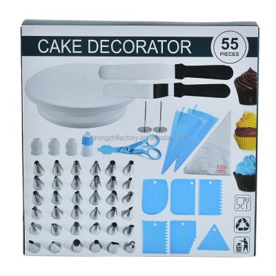 China Viable Wholesale Cake Decorating Consumables Bundle With Rotating Cake Stand 55 Pcs Cake Decorating Consumables Bundle Set for sale