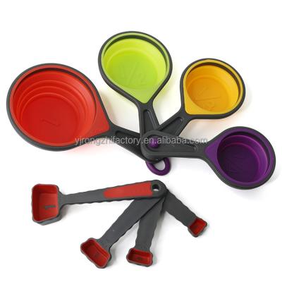 China Viable Wholesale Collapsible Silicone Measuring Cups And Spoons Set Measuring Tool 8-Piece for sale