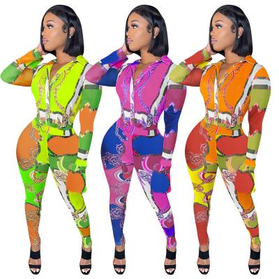 China Sexy Sustainable Fashion Printed Jumpsuit For Long Sleeve For Women Plus Size Jumpsuit for sale