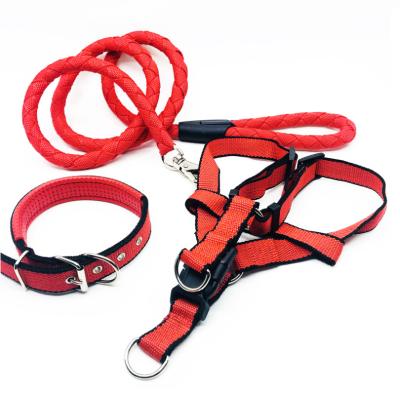 China Wholesale Viable Pet Collar Leash Chest Strap Three Piece Outdoor Costume Pet Supplies for sale