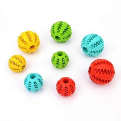 China Viable Dog Chewing Toys Teeth Cleaning Rubber Elasticity Ball Leaking Funny Pet Toys for sale