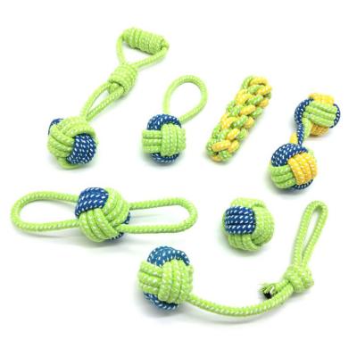 China Clean Exercising String Pet Fun Green String Cotton Toys Viable Teeth Dogs Chew Toy For Dogs And Cats for sale