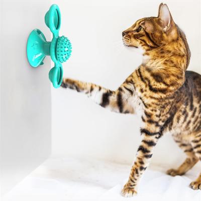 China Wholesale Viable Windmill With Led Spinning Ball And Catnip Cat Spinning Toy Pet Cat Toys For Cats for sale