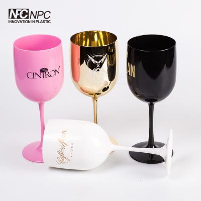 China CLASSIC Custom Black Colored Plastic Champagne Wine Plastic Glass Goblet For Events Party for sale