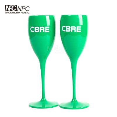 China Unbreakable Reusable Plastic Food Grade Champagne Flutes Cup Champagne Glasses Colored Goblet Wine Glass for sale