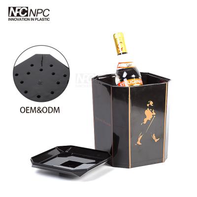 China Sustainable 5L Square Plastic Ice Bucket For Vodka / Gin Bottle for sale