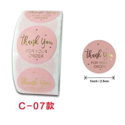 China Decorative Sticker Round Self Adhesive Roll Gold 500 Wholesale Wedding Label Thank You Sticker for sale