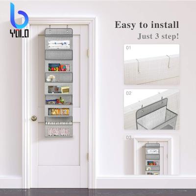 China 2022 Yolo Modern Space Saving Hanging Storage Organizer With Window Pockets Clear Metal Hooks for sale