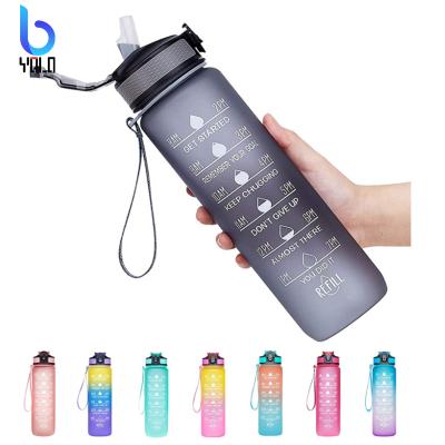 China Modern Motivational Yolo 32oz Fitness Sports Bpa Free Water Bottle With Time Marker And Removable Strainer for sale