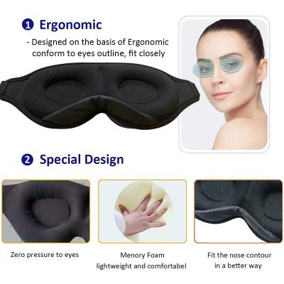 China 3D Memory Foam Contoured Cup Sleep Mask Headband Molded Night Sleep Mask For Travel Nap Yoga for sale