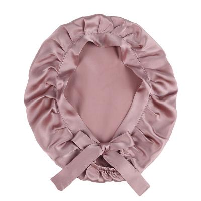 China Custom Logo Sleeping Hair Hat Women Four Seasons Pattern Sleeping Caps 100% Silk Dreadlock Hat For Good Sleep for sale