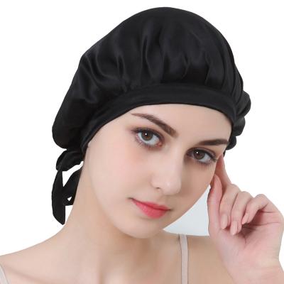 China Four Seasons Custom Label 100% Custom Label Amazon Sleep Hat Hair Hoods Silk Sleep Hoods Women For Dreadlock for sale