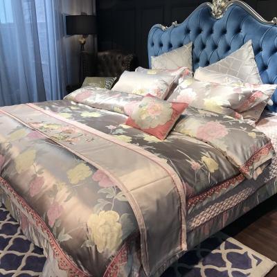 China Nondisposable Luxury ODM Flower Jacquard Queen Size Satin Comforter Cover Bedding Sets 100% Cotton Bedding Set 10pcs for sale