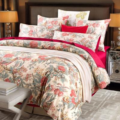 China Nondisposable Dyed King Size Flat Sheet Print Duvet Cover Set 100% Sateen Cotton Bedding Set for sale