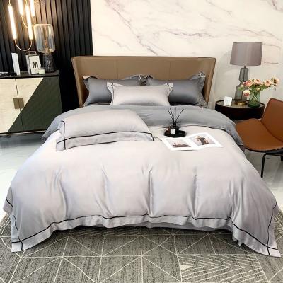 China Viable special new design classic Four-piece bedding set embroidery fashion style washable 100% silk hotel the same style for sale