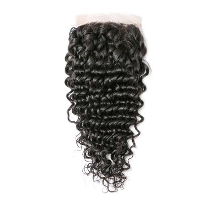 China Factory Direct Sellers Brazilian Hair 4*4 Closure 100% Virgin Human Hair Deep Wave Hair 4x4 Lace Headband for sale