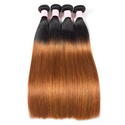 China Ombre 1B/27 Silky Straight Indian Hair Weave Straight Wave Bundles, Raw Virgin Brazilian Cuticle Aligned Hair, Wholesale Hair Extensions for sale