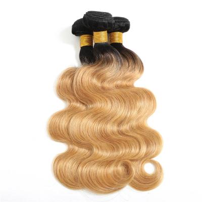 China Indian Body Wave Ombre 1B/27 Hair Weave Body Wave Bundles, Raw Virgin Brazilian Cuticle Aligned Hair, Wholesale Hair Extensions for sale