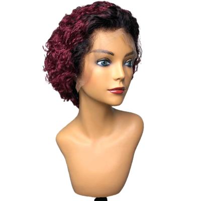 China Jerry Curl Cheap Short Pixie Curly 1B/99J Hair Wigs For Human Grade Pixie Cut Human Hair Wig Wholesale 10A Colored Women Wig for sale