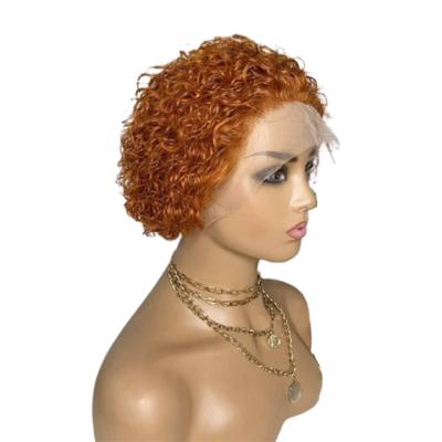 China Jerry Curl Cheap Short Pixie Curly Wig 350 Virgin Indian Hair Raw Cuticle Aligned Hair Pixie Curls Wig 13x1 Pixie Cut Human Hair Wig for sale