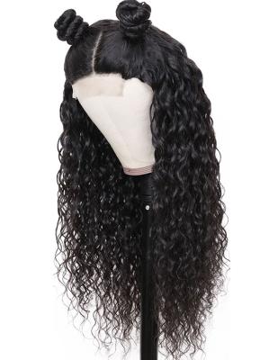 China Natural Color Water Wave Brazilian Lace Front Human Hair Closure Wig For Virgin Women Color Cuticle Aligned 4X4 Lace Closure Wig for sale