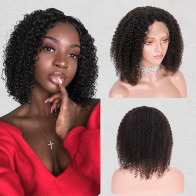 China Hot Selling Kinky Curly 74 GOLD US$46, Color US$49, T Lace Up Kinky Curly Wig For Human Grade Pixie Cut Human Hair Wig Wholesale 10A Color Women Wig for sale