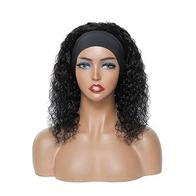 China Hot Sale Virgin Remy Human Cuticle Aligned Water Wave Raw Indian Hair No Lace Wigs For Black Women Glueless Headband Wig for sale