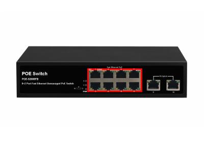 China POE-S2008FB(8FE+2FE)_8 Port 10/100Mbps IEEE802.3af/at PoE Switch with 150W Built-in power supply (Newly Developed) for sale