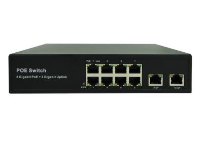 China Latest POE-S2008GB 8x1000Mbps PoE + 2x1000Mbps Uplink IEEE802.3af/at PoE Switch (Built-in 120/150W Power Source) for sale