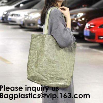 China Guarnición de papel de papel lavable de Du Pont Tote Bag With Cotton Linen del bolso del hombro del bolso que hace compras de TYVEK Kraft en venta