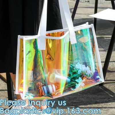 China Las mujeres transparentes olográficas femeninas de los bolsos varan PVC Tote Shopping Bag del claro del laser del holograma del saco del bolso en venta