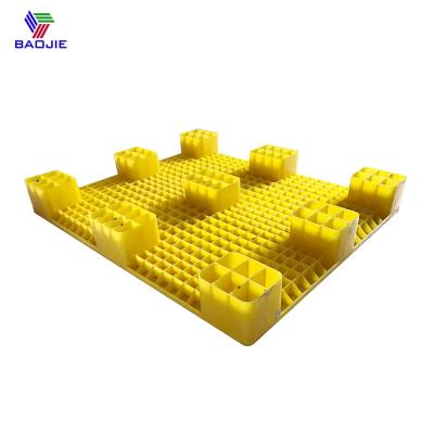 China Good Prices Large Nine Runners Flat Top Outdoor Warehouse Single Faced Plastic Pallets for sale