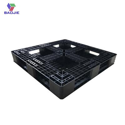 China Black Color 1100x1100mm Durable Warehouse HDPE Single Faced Plastic Pallet Tray for sale