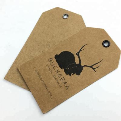 China Factory Sustainable Garment Label Factory Jeans Own Design Custom Kraft Paper Hang Tags With Eyelet for sale