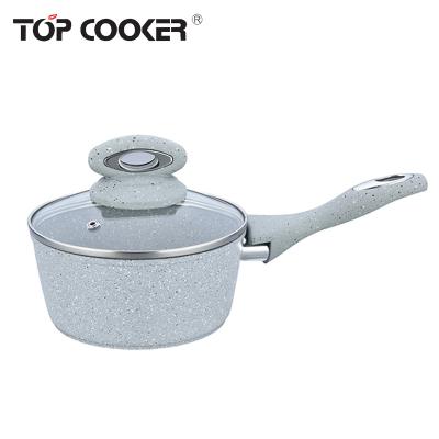 China Sustainable Forged Marble Coating Sauce Pan With Induction Bottom for sale