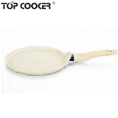 China Sustainable Aluminum Marble Coating Pancake Pan With Bakelite Handle for sale