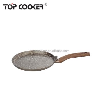 China Sustainable Fashion Aluminum Marble Coated Press Cookware Pancake Pan for sale