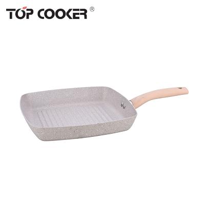 China Sustainable Simple Design Marble Coating Grill Pan for sale