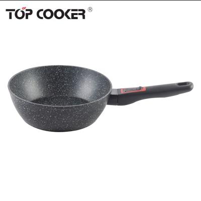 China Sustainable 24cm Forged Aluminum Marble Wok Deep Frying Pan Available Now On Stock for sale