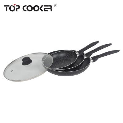 China Viable New Design Cookware Korea Stone Marble Coating Aluminum Nonstick Frying Pan for sale