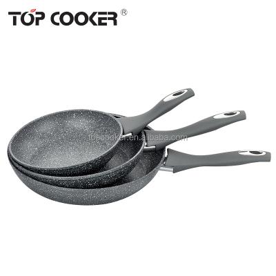 China Sustainable Healthy Aluminum Cookware Marble Coating German Fry Pan for sale